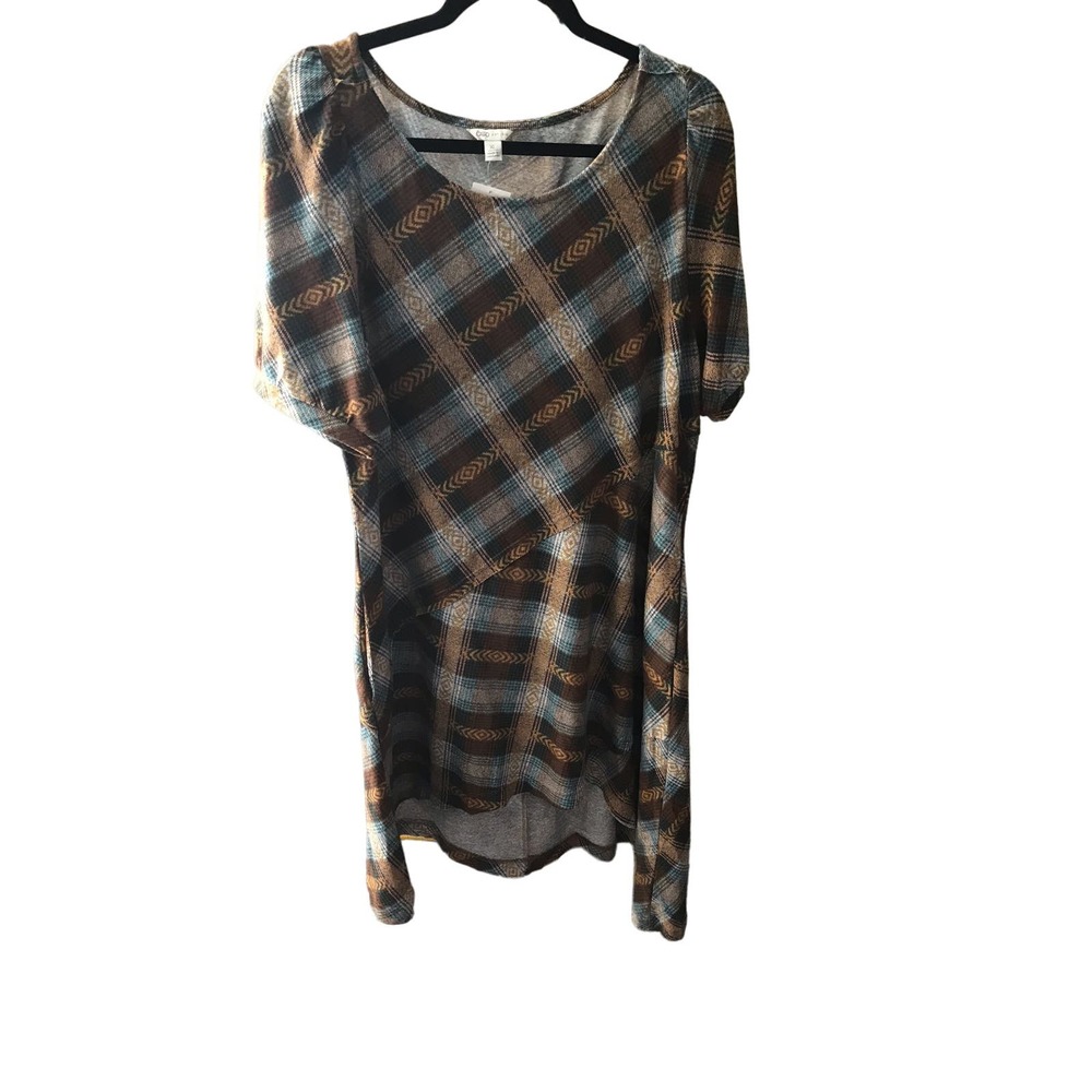 Brown and green plaid dress xl